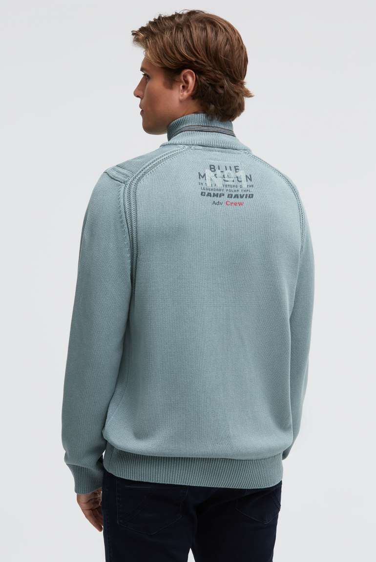 Troyer svetr se zipem, pásky a potisky