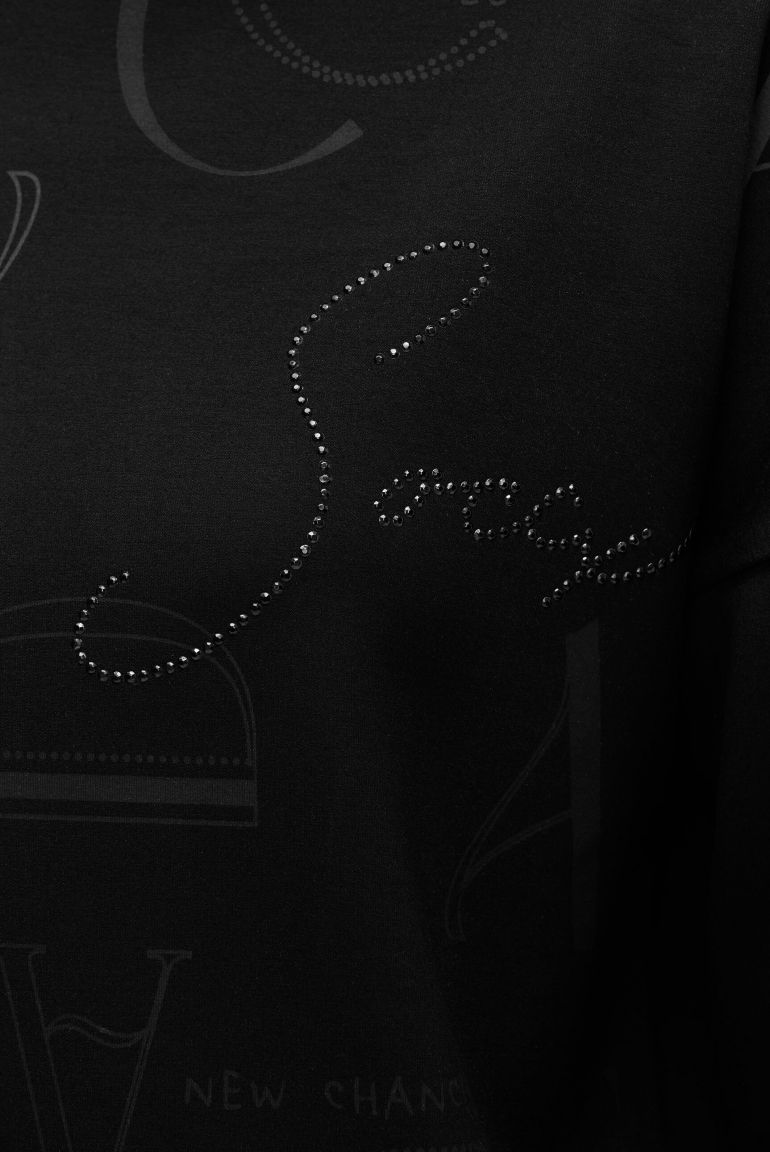 Boxy mikina s potiskem a ozdobnými kamínky