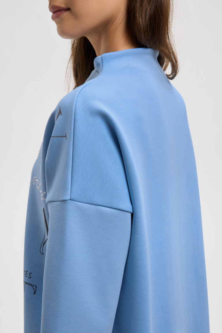 Boxy mikina s potiskem a ozdobnými kamínky