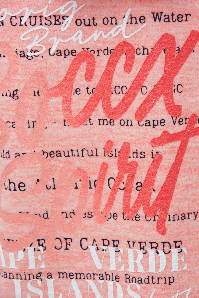 Svetr s kapucí z flaušového úpletu s potiskem na zádech