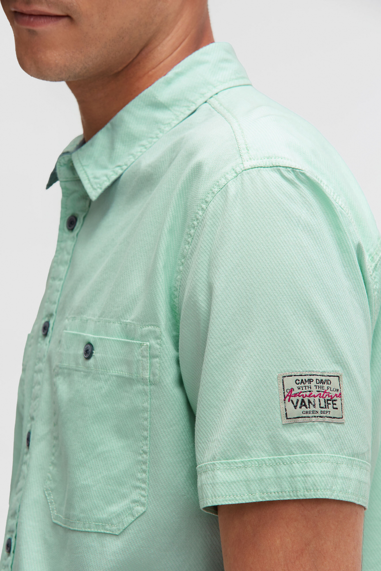 Košile s krátkým rukávem a diagonální dobby strukturou