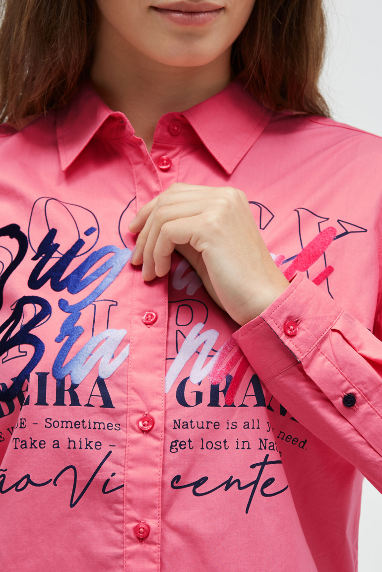 Halenka s dlouhým rukávem a semišovým potiskem