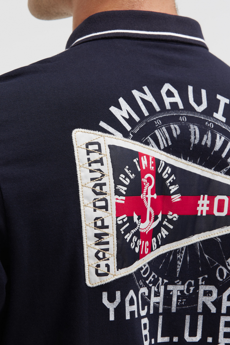 Polo tričko s dlouhým rukávem a artworkem na zádech