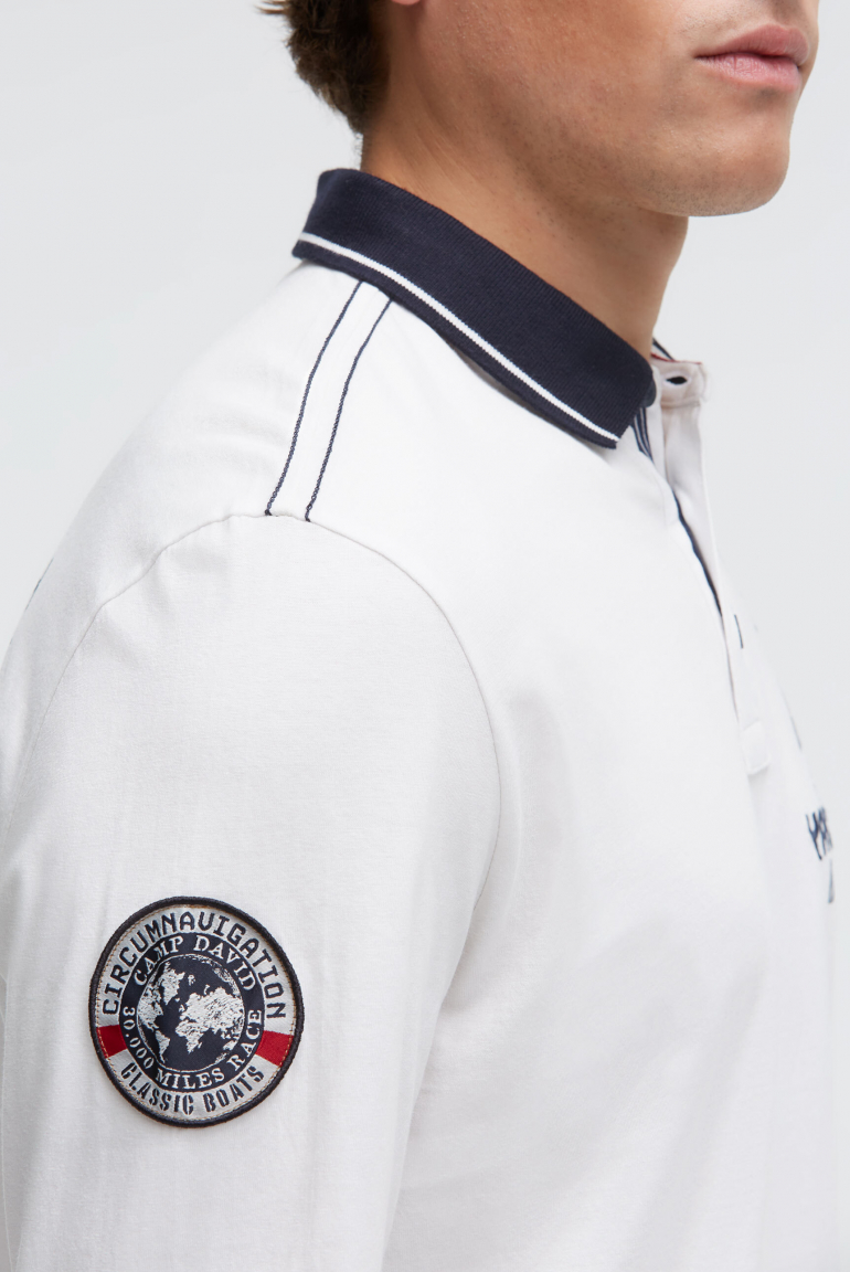 Polo tričko s dlouhým rukávem a artworkem na zádech