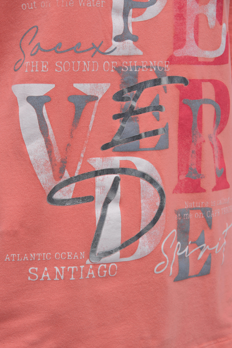 Tričko s dlouhým rukávem, výstřihem do V a tištěným nápisem