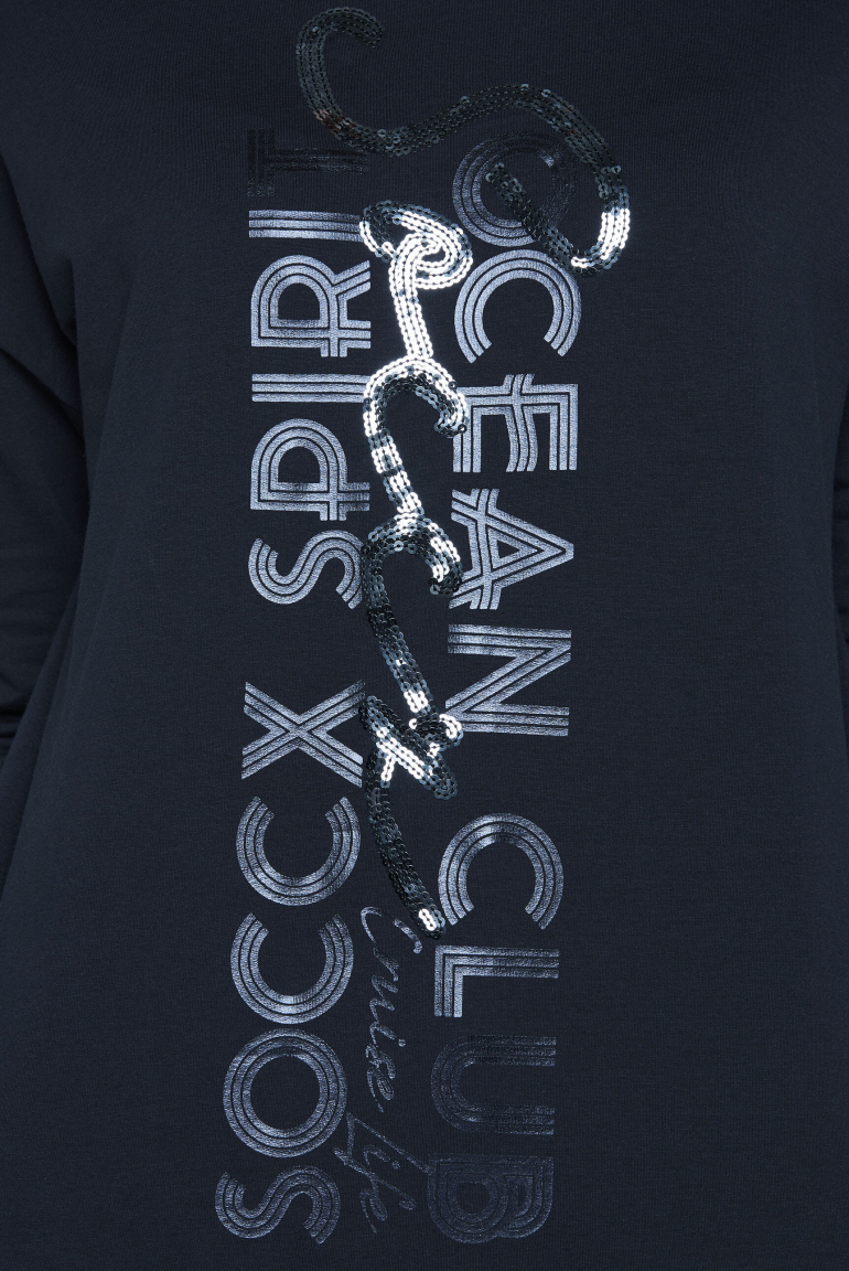 Oversized mikina s artworkem s flitry