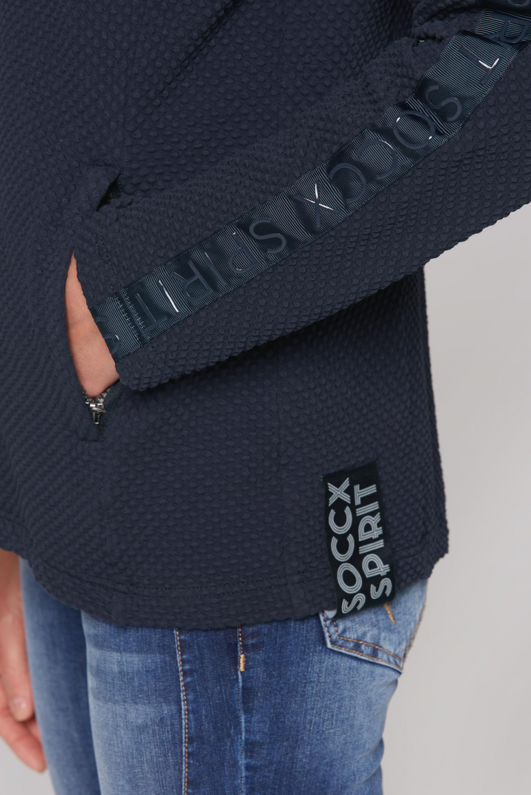 Strukturovaná tepláková bunda s kapucí a páskami s logem