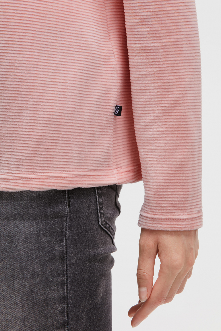 Mikina s žebrovanou sametovou strukturou