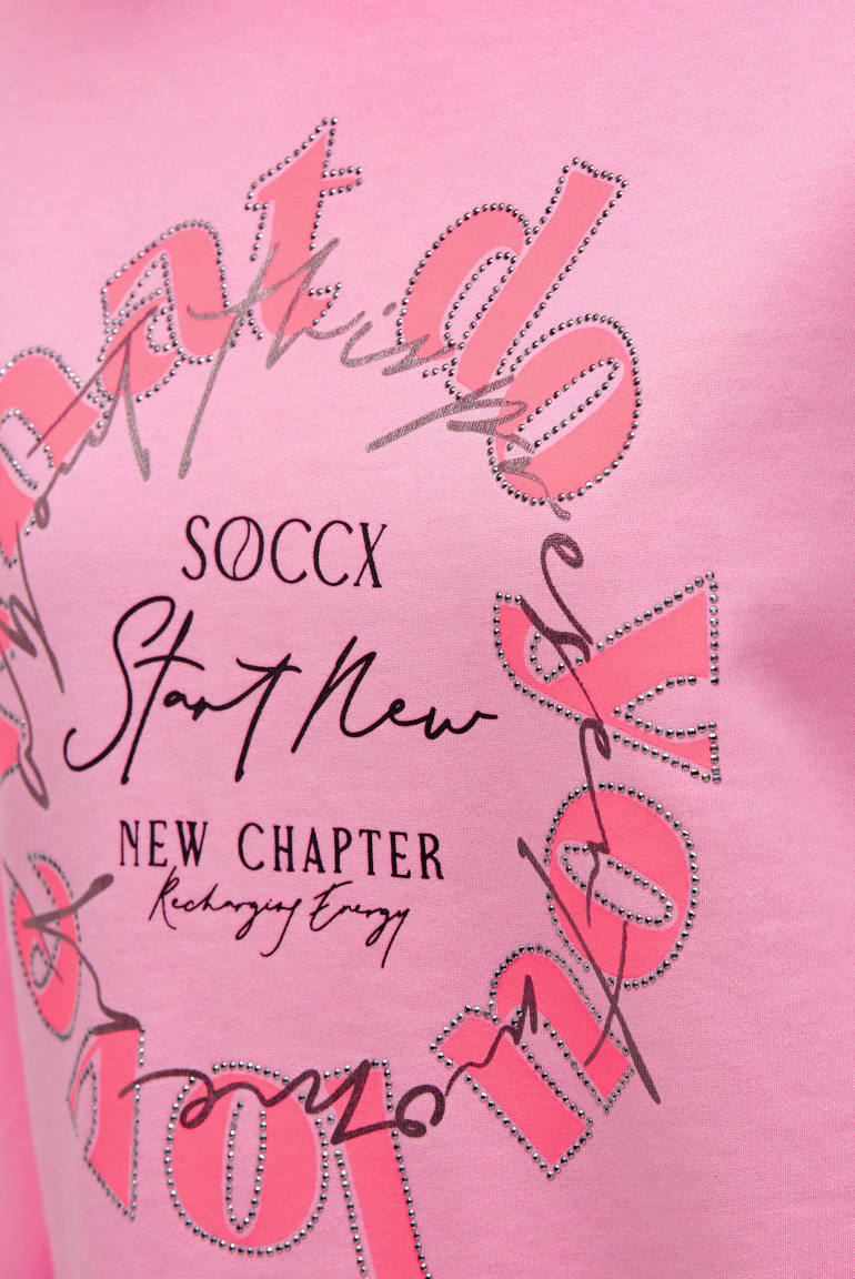 Mikina olejově barvená s krátkým rukávem a potiskem na přední straně