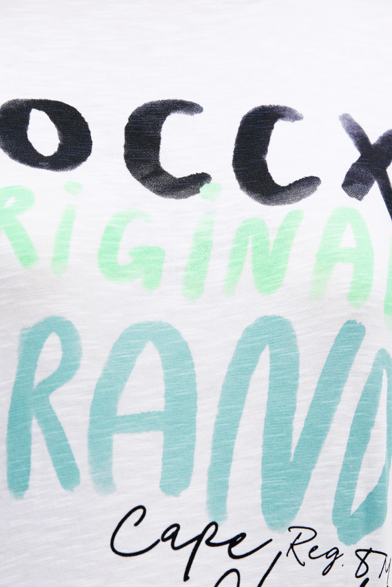 Tričko s lodičkovým výstřihem a potiskem