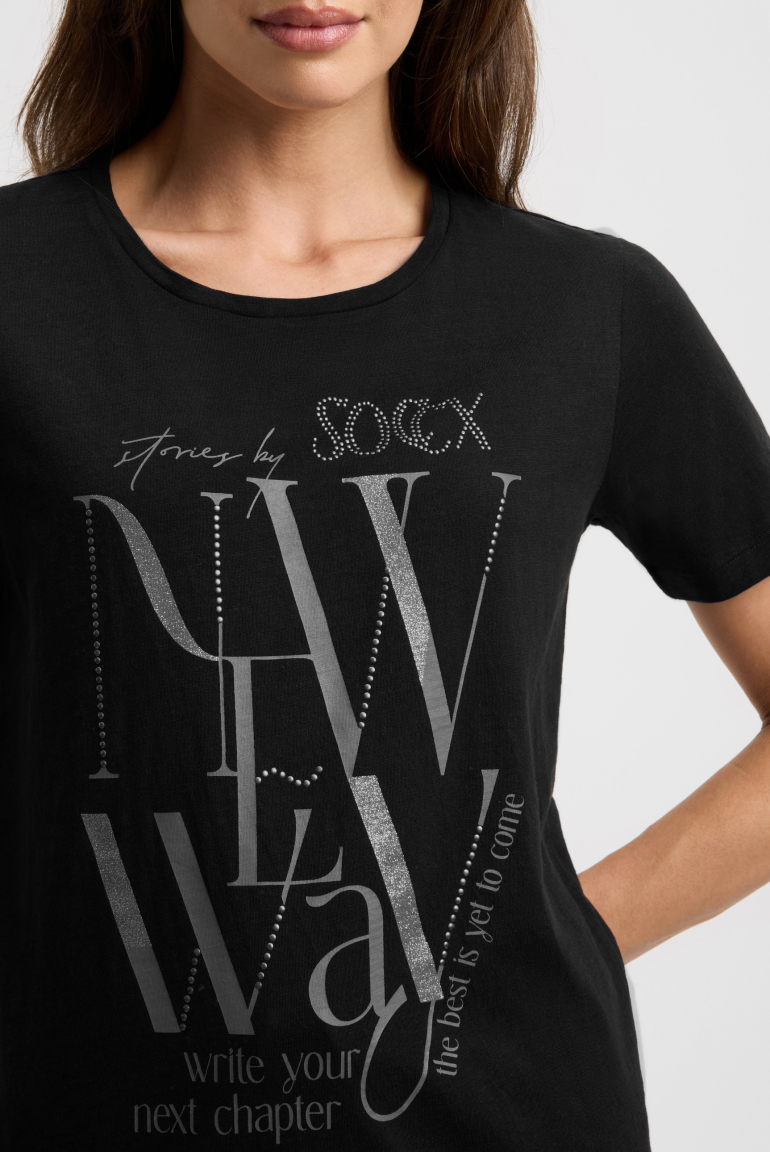 Tričko s kulatým výstřihem a artworkem