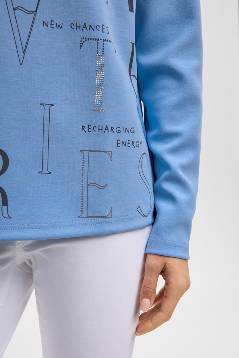 Boxy mikina s potiskem a ozdobnými kamínky