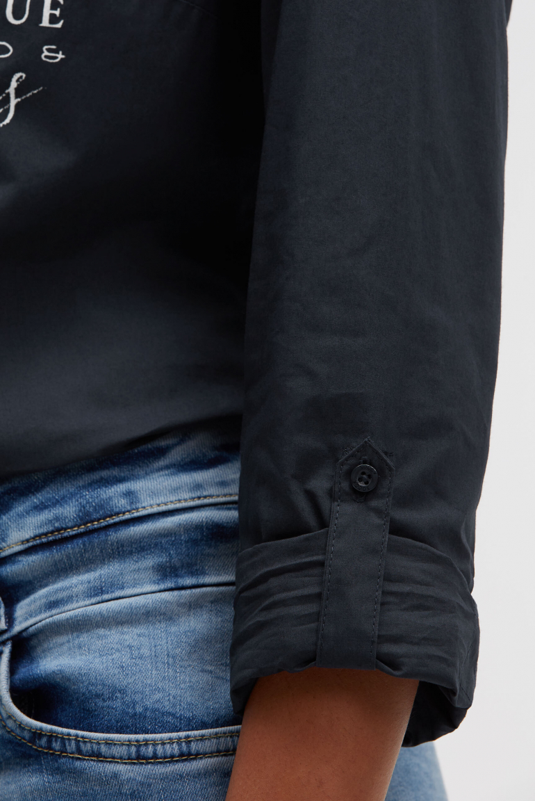 Halenka s dlouhým rukávem a semišovým potiskem loga