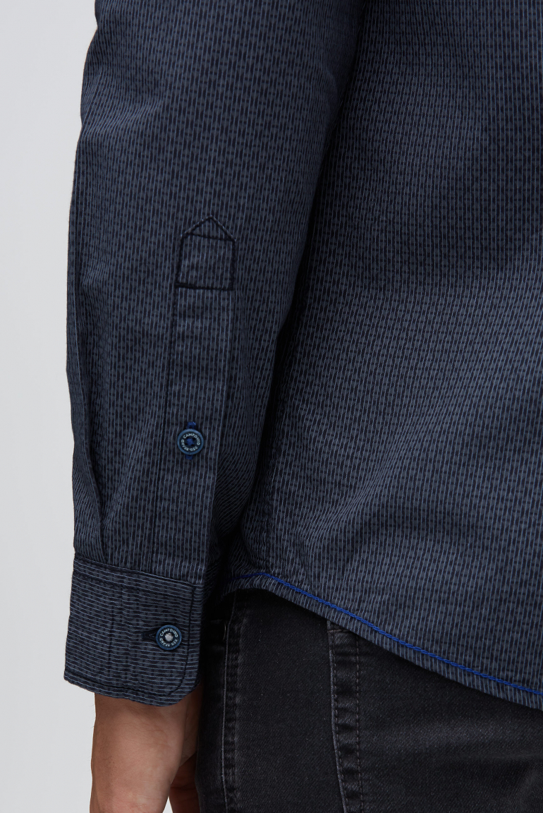 Košile s dlouhým rukávem s celoplošným potiskem a pruhy