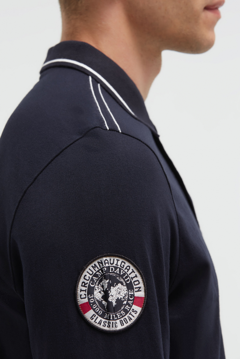 Polo tričko s dlouhým rukávem a artworkem na zádech