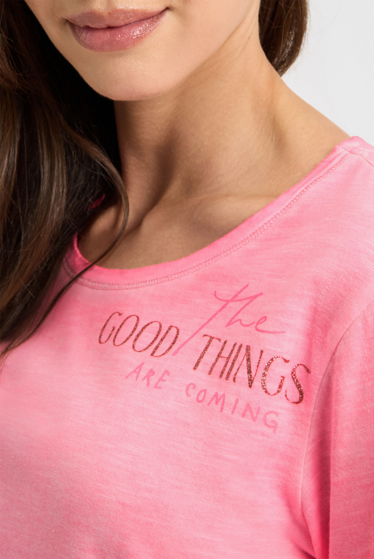 Tričko s dlouhým rukávem s potiskem a ozdobnými kamínky