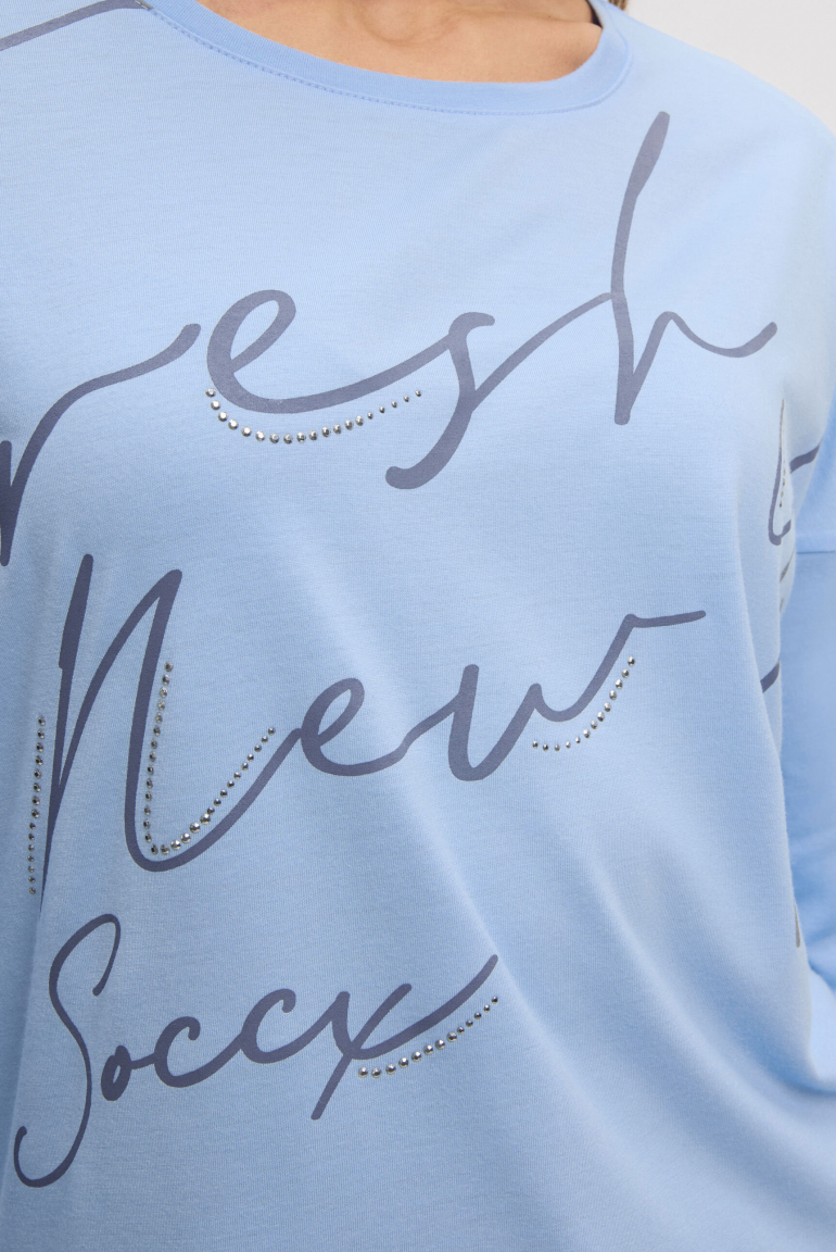 Tričko s kulatým výstřihem, artworkem a zkrácenými rukávy