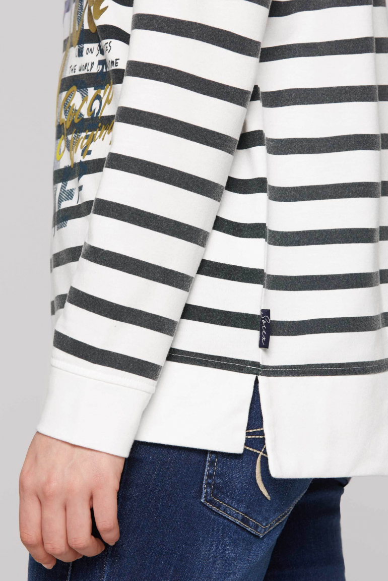 Pruhovaná mikina Troyer s flockovým potiskem