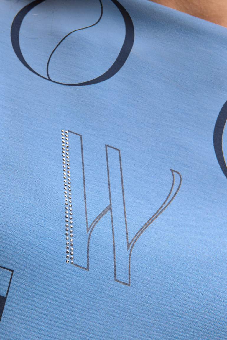 Boxy mikina s potiskem a ozdobnými kamínky