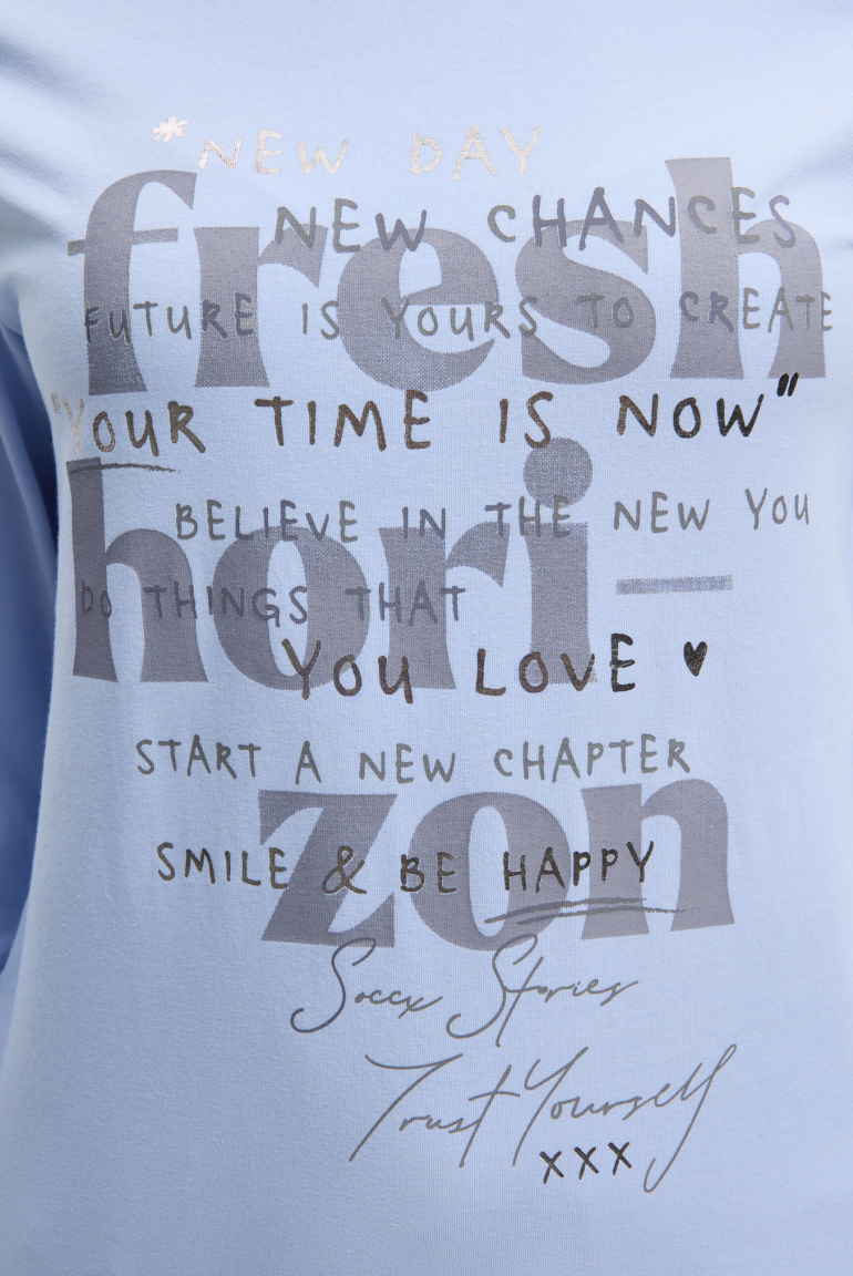 Tričko s dlouhým rukávem a kulatým výstřihem s tištěným nápisem