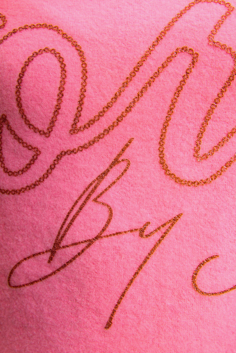 Svetr z flaušového úpletu s třpytivým potiskem